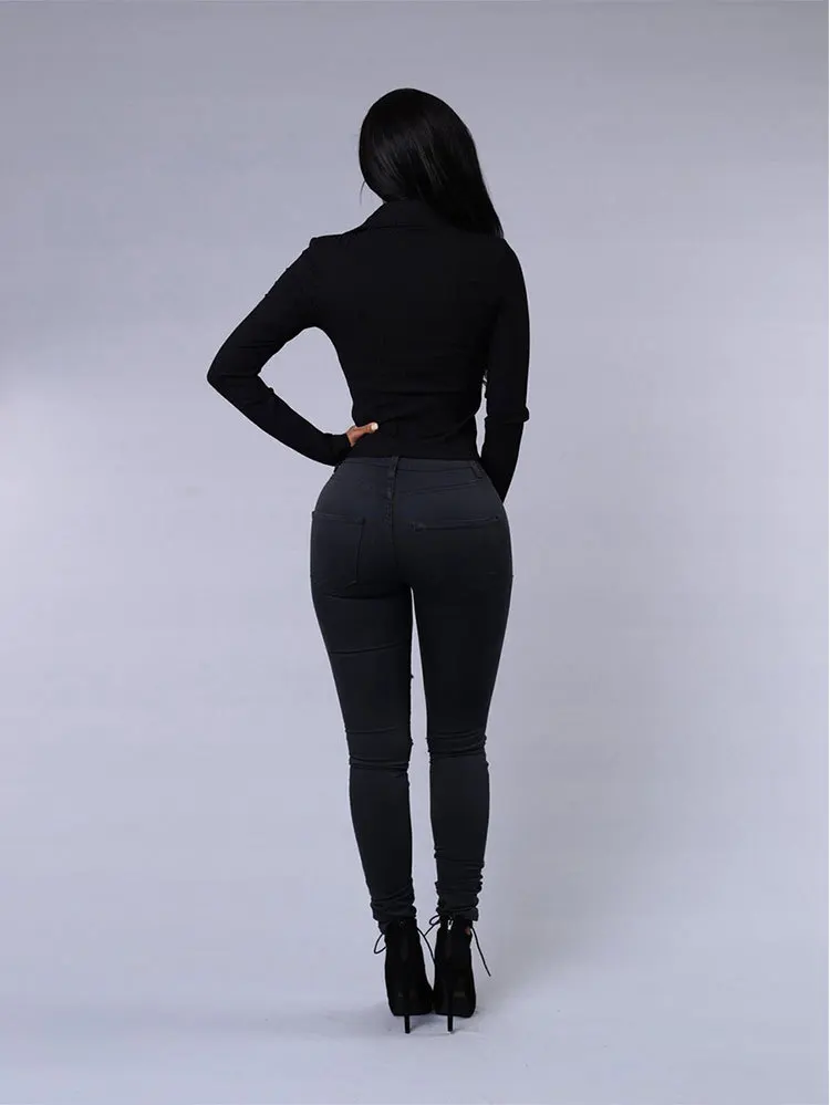 2025 Spring/Summer Ripped Skinny Jeans - Elastic Black and White Denim Pencil Pants, Sizes S-3XL 2025 Spring/Summer Ripped Skinny Jeans - Elastic Black and White Denim Pencil Pants, Sizes S-3XL
