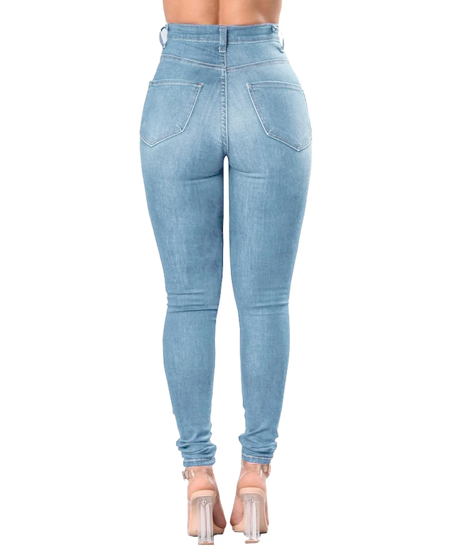 2025 Women's High-Waisted Ripped Skinny Jeans - Stretchy Denim Pencil Pants for Casual Wear Sizes S-3XL 2025 Women's High-Waisted Ripped Skinny Jeans - Stretchy Denim Pencil Pants for Casual Wear Sizes S-3XL