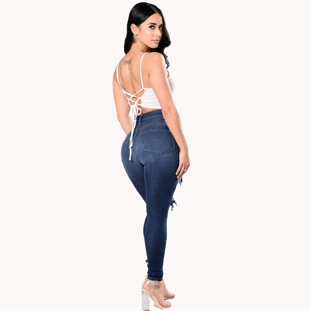 2025 Women's High-Waisted Ripped Skinny Jeans - Stretchy Denim Pencil Pants for Casual Wear Sizes S-3XL 2025 Women's High-Waisted Ripped Skinny Jeans - Stretchy Denim Pencil Pants for Casual Wear Sizes S-3XL