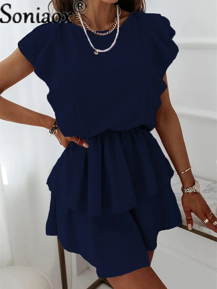 2025 Summer Fashion - Ruffled Double Layer Casual Dress for Women