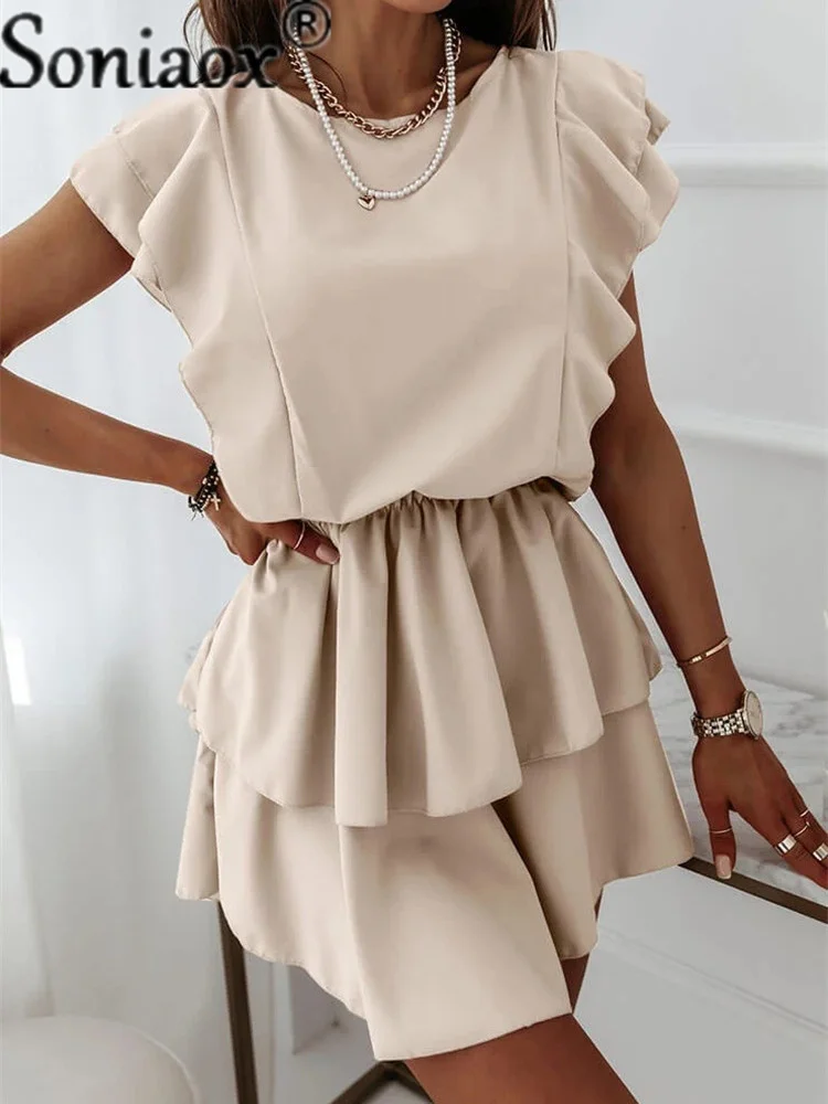 2025 Summer Fashion - Ruffled Double Layer Casual Dress for Women