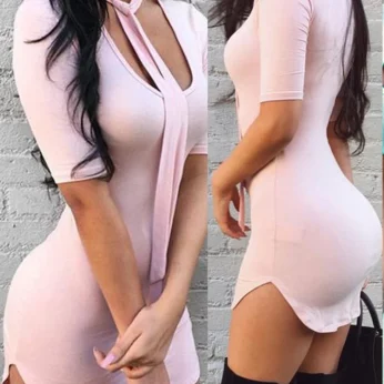 2025 Sexy U-Neck Wrap Chest Bodycon Mini Dress for Women