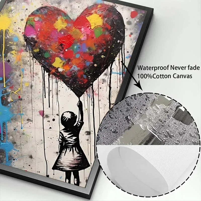 Banksy Inspired Balloon Girl Canvas Poster Living Room Home Decor Wall Art