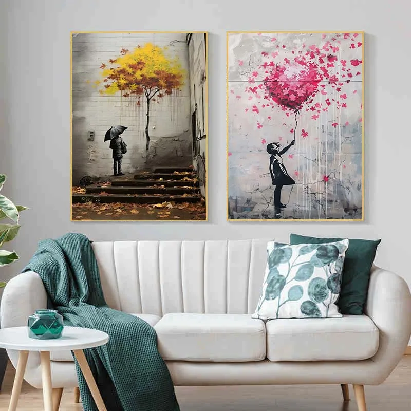 Banksy Inspired Balloon Girl Canvas Poster Living Room Home Decor Wall Art