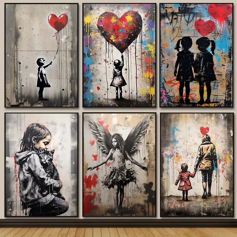 Banksy Inspired Balloon Girl Canvas Poster Living Room Home Decor Wall Art