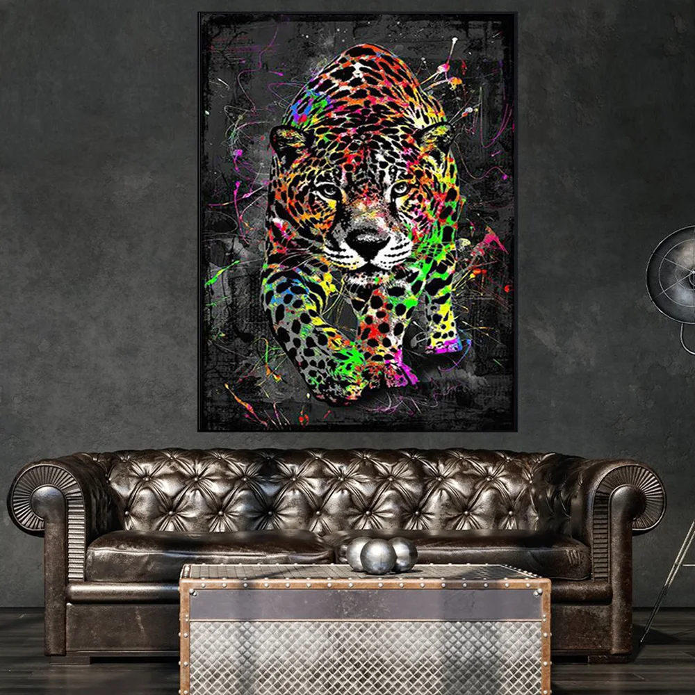 Abstract Graffiti Wild Animals Color Lion Elephant Canvas Art HD Poster and Prints