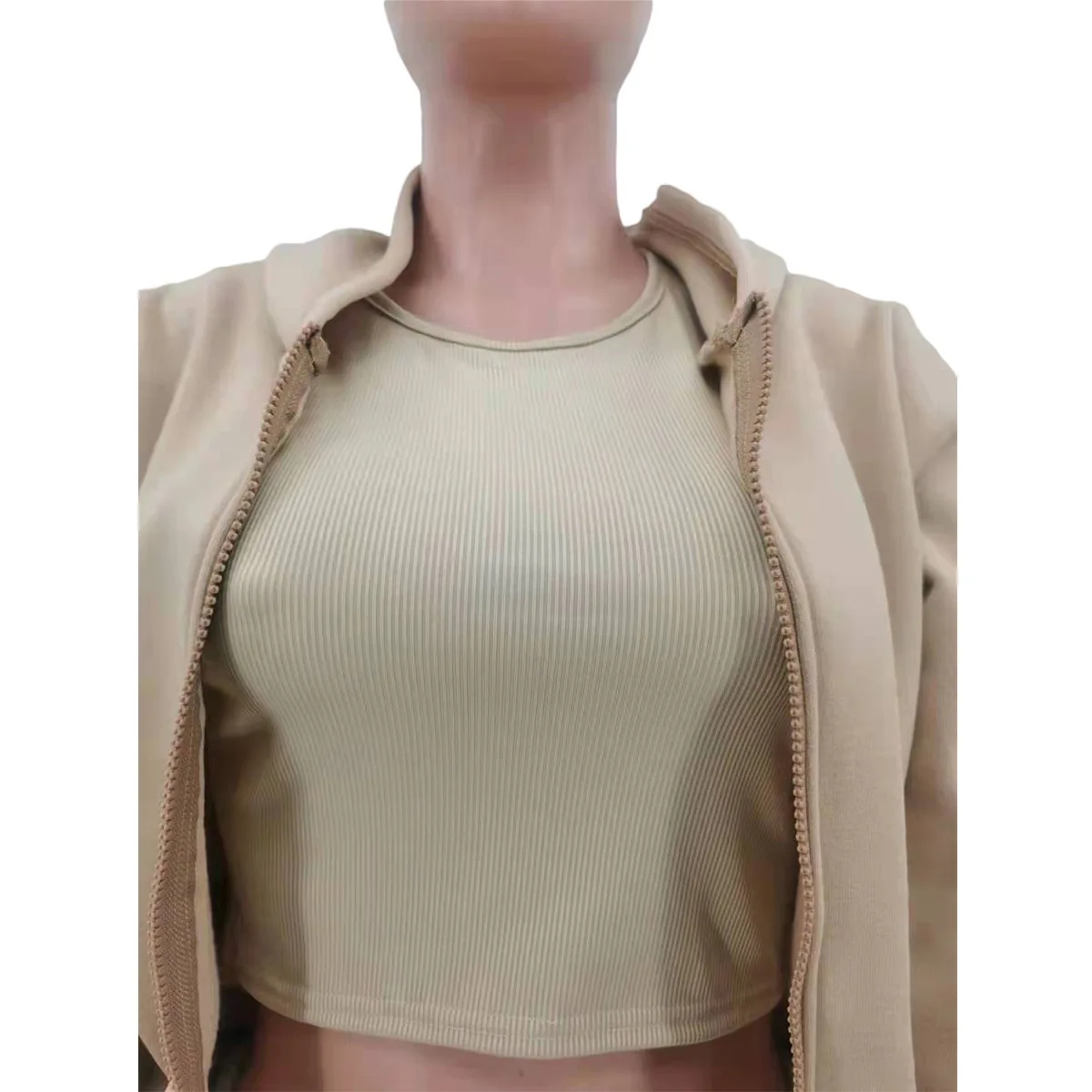 3pcs Women's Clothing Set Fleece-lined Hooded Sweater &Sleeveless Tank Top & Sports Sweatpants