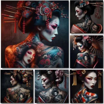 Dark Academia Art Japanese Geisha Poster Canvas Prints For Home Decor