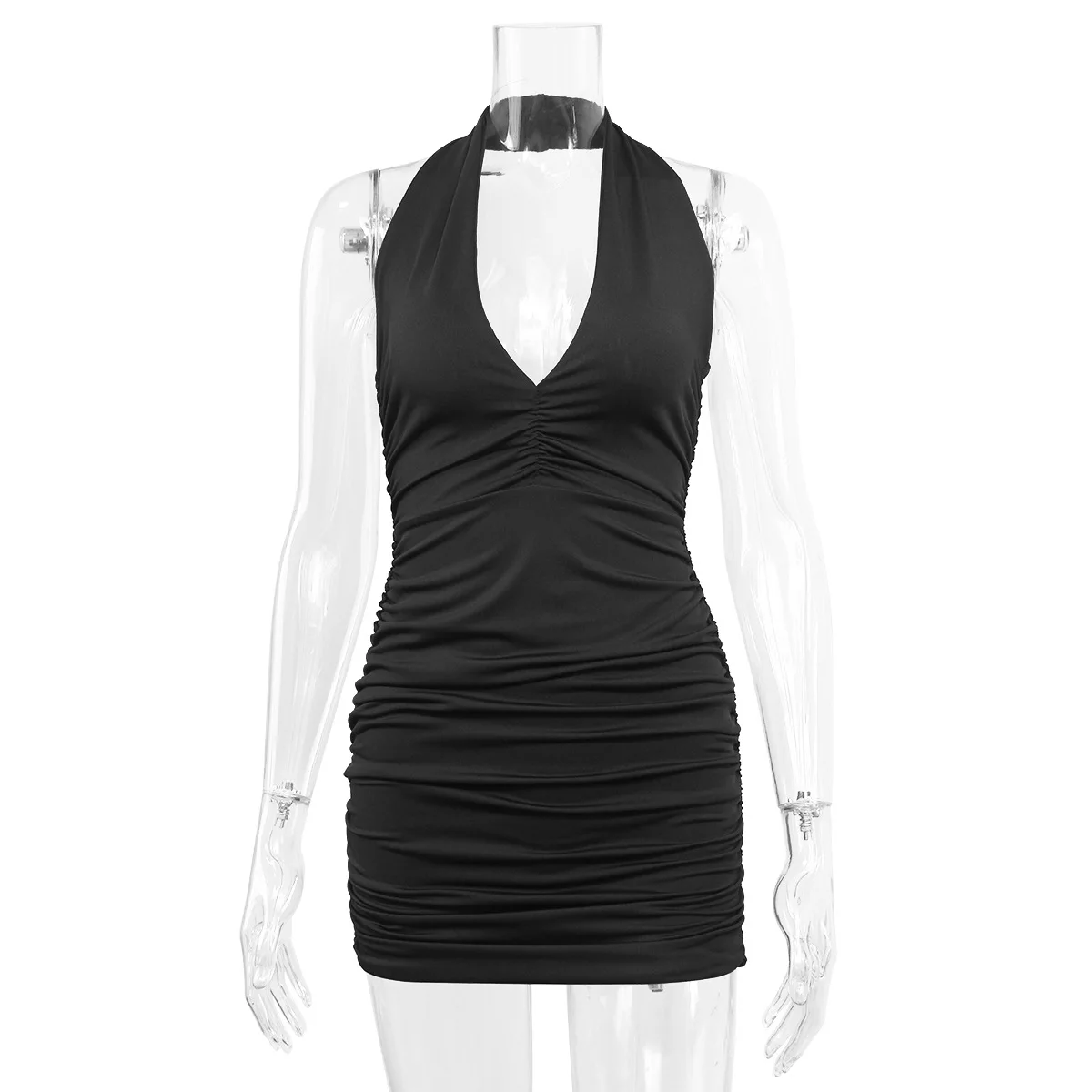 2025 Sizzling Summer Nights - Deep V Backless Halter Clubwear Mini Dress for Women