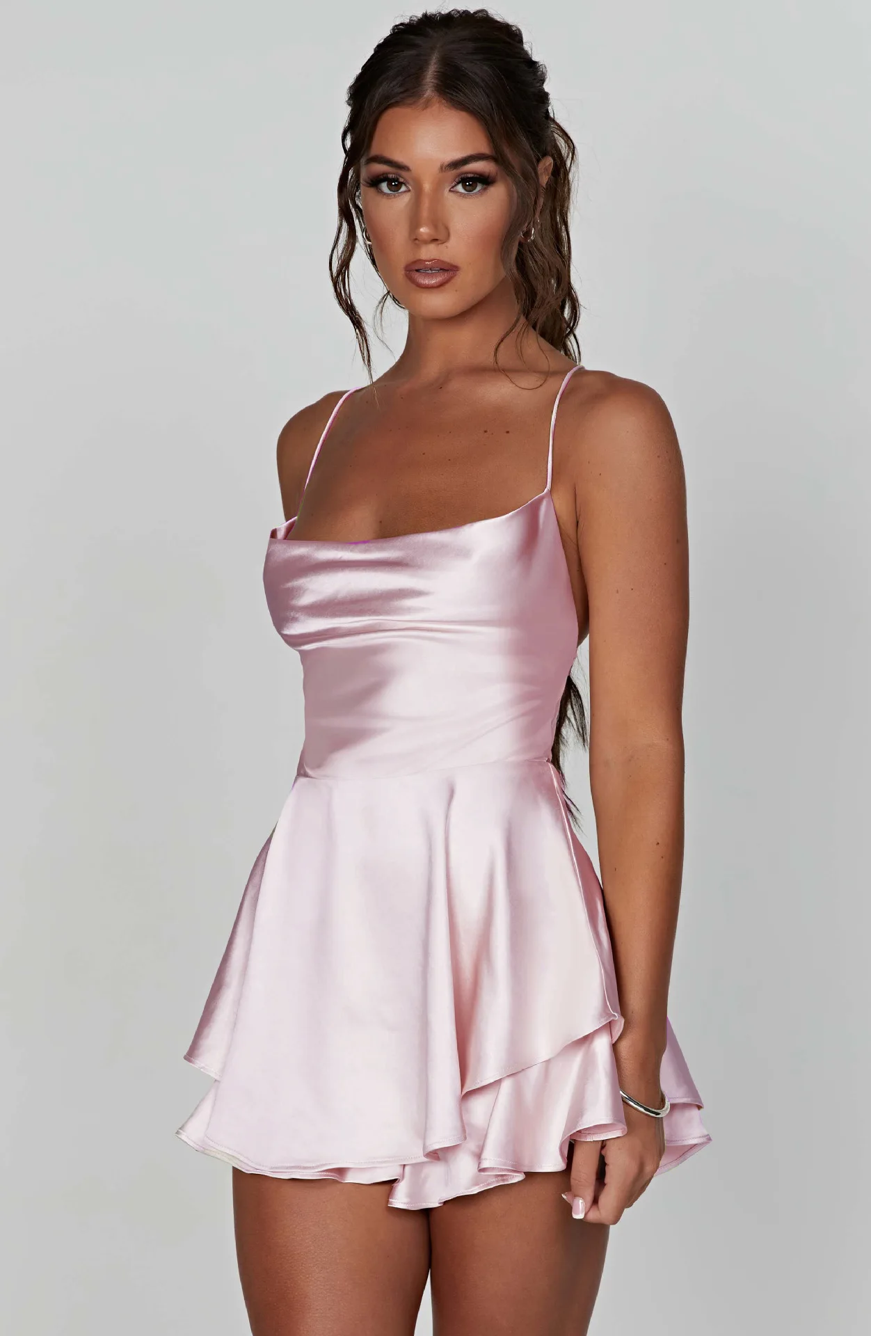 2025 Summer New Sexy Slim Fit and Slim Off Back Solid Color Suspended Dress and Pants