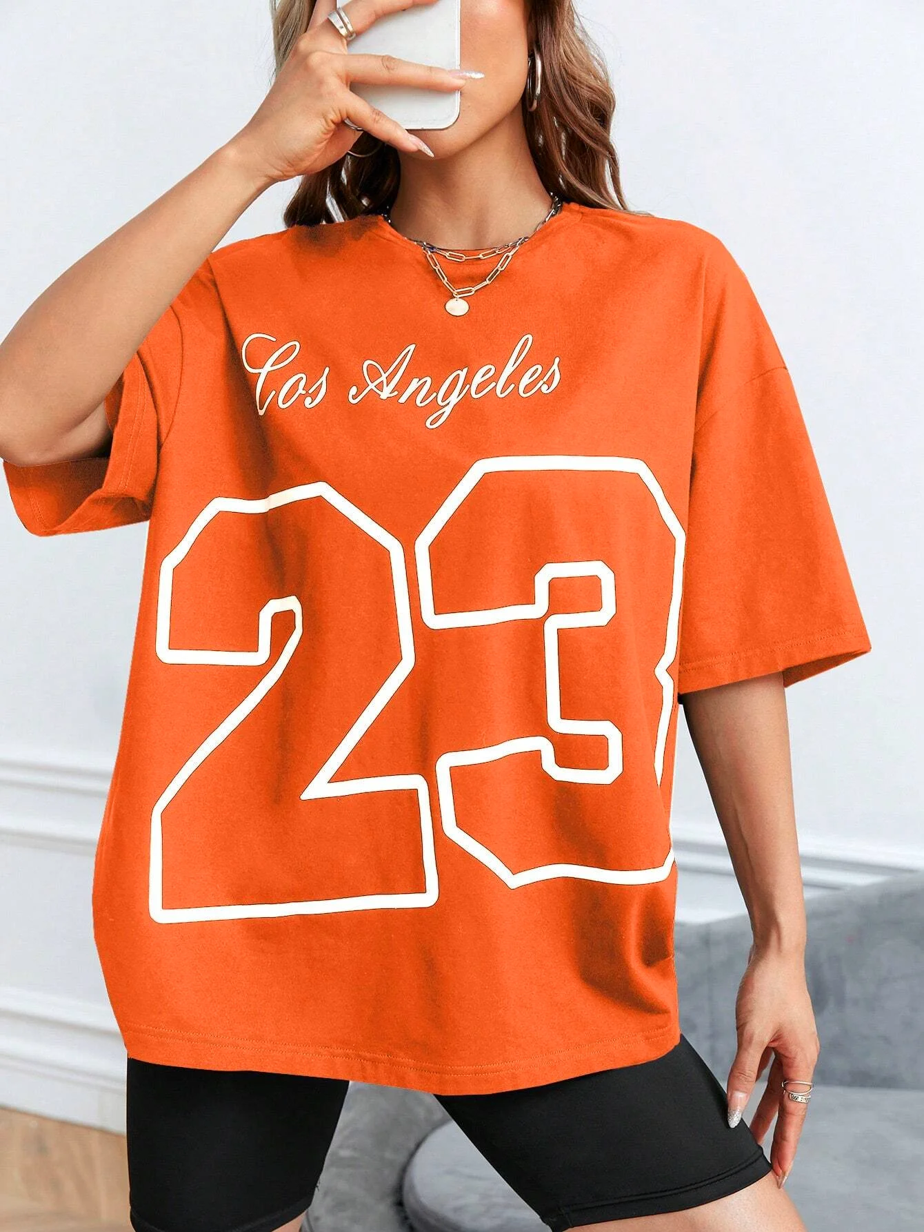 LA 23 Soft Cotton Tee - Relaxed Fit Casual Fashion T-shirt for Women