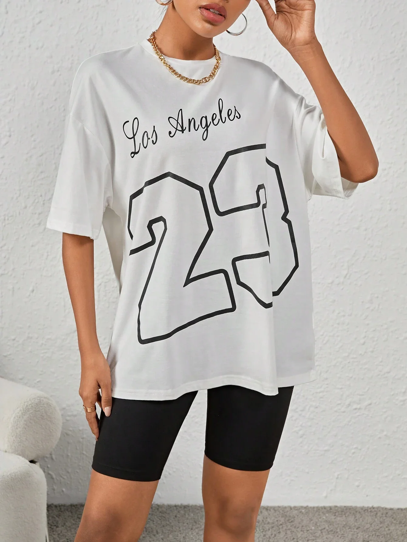 LA 23 Soft Cotton Tee - Relaxed Fit Casual Fashion T-shirt for Women
