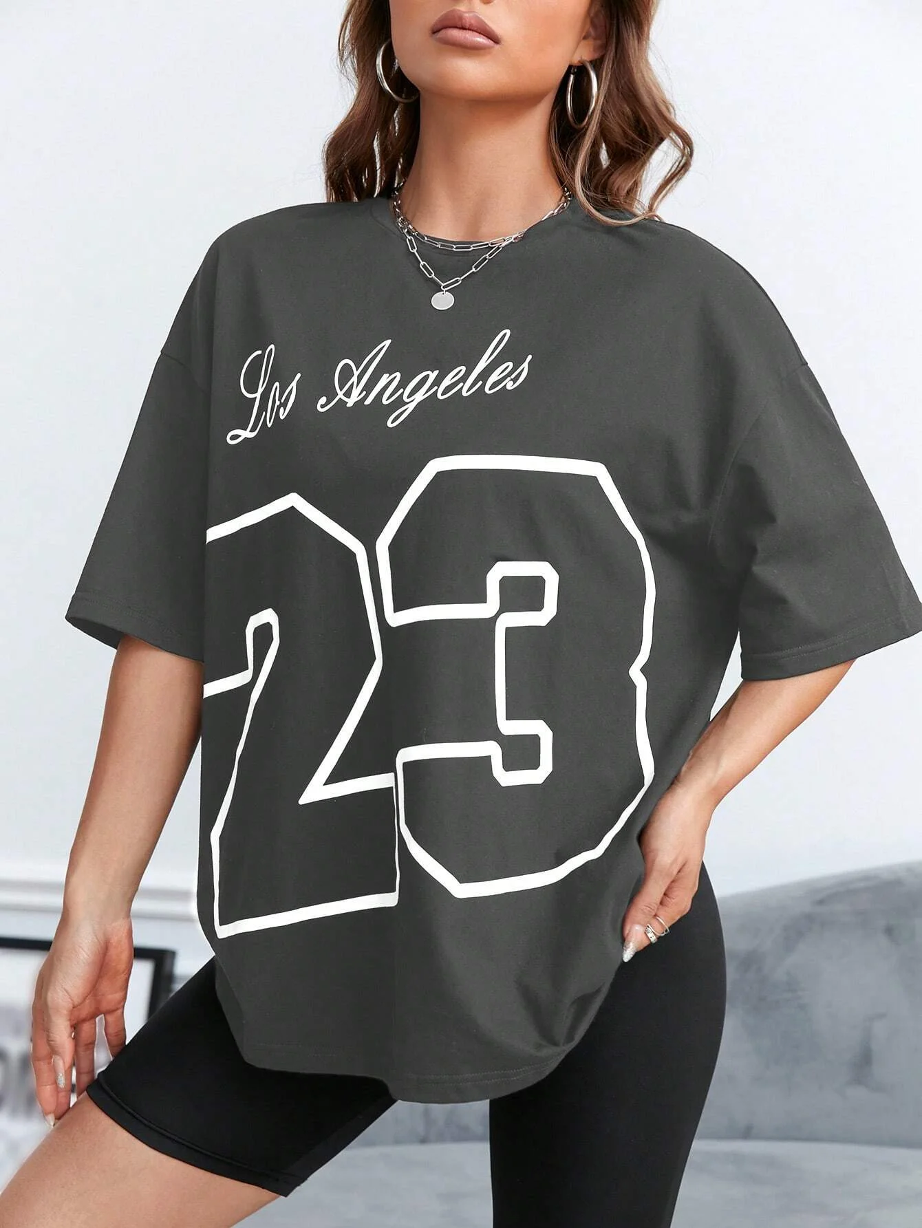 LA 23 Soft Cotton Tee - Relaxed Fit Casual Fashion T-shirt for Women