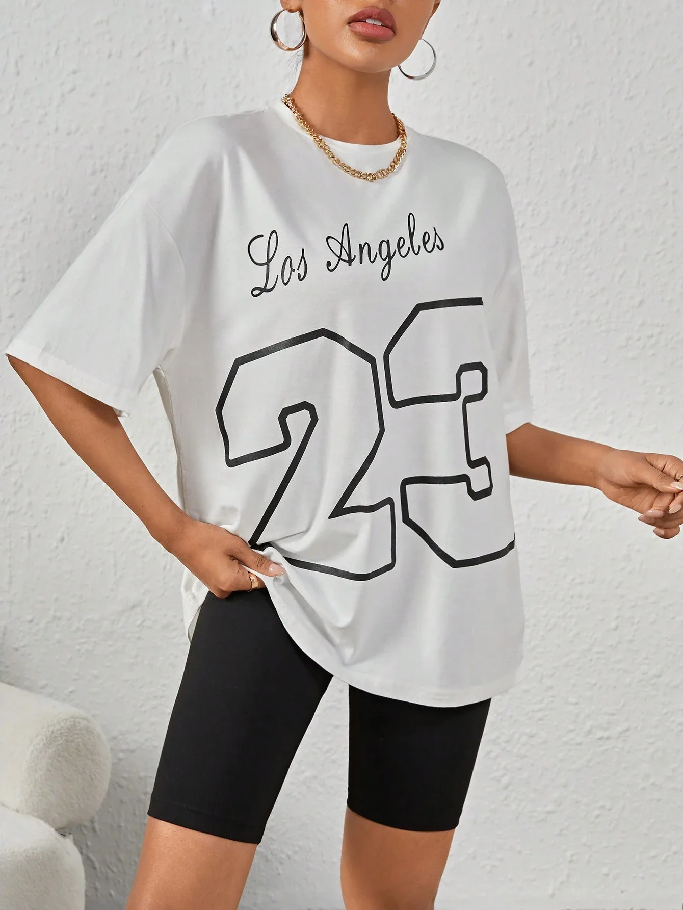 LA 23 Soft Cotton Tee - Relaxed Fit Casual Fashion T-shirt for Women