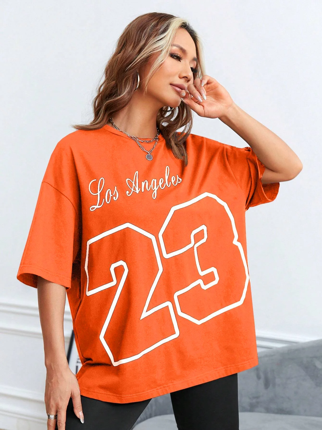 LA 23 Soft Cotton Tee - Relaxed Fit Casual Fashion T-shirt for Women