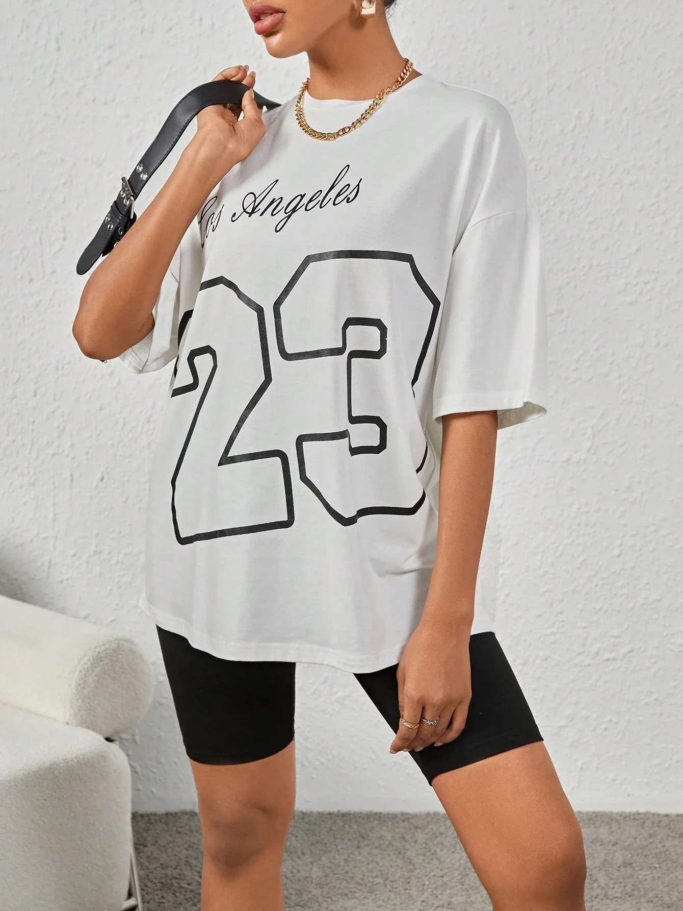 LA 23 Soft Cotton Tee - Relaxed Fit Casual Fashion T-shirt for Women