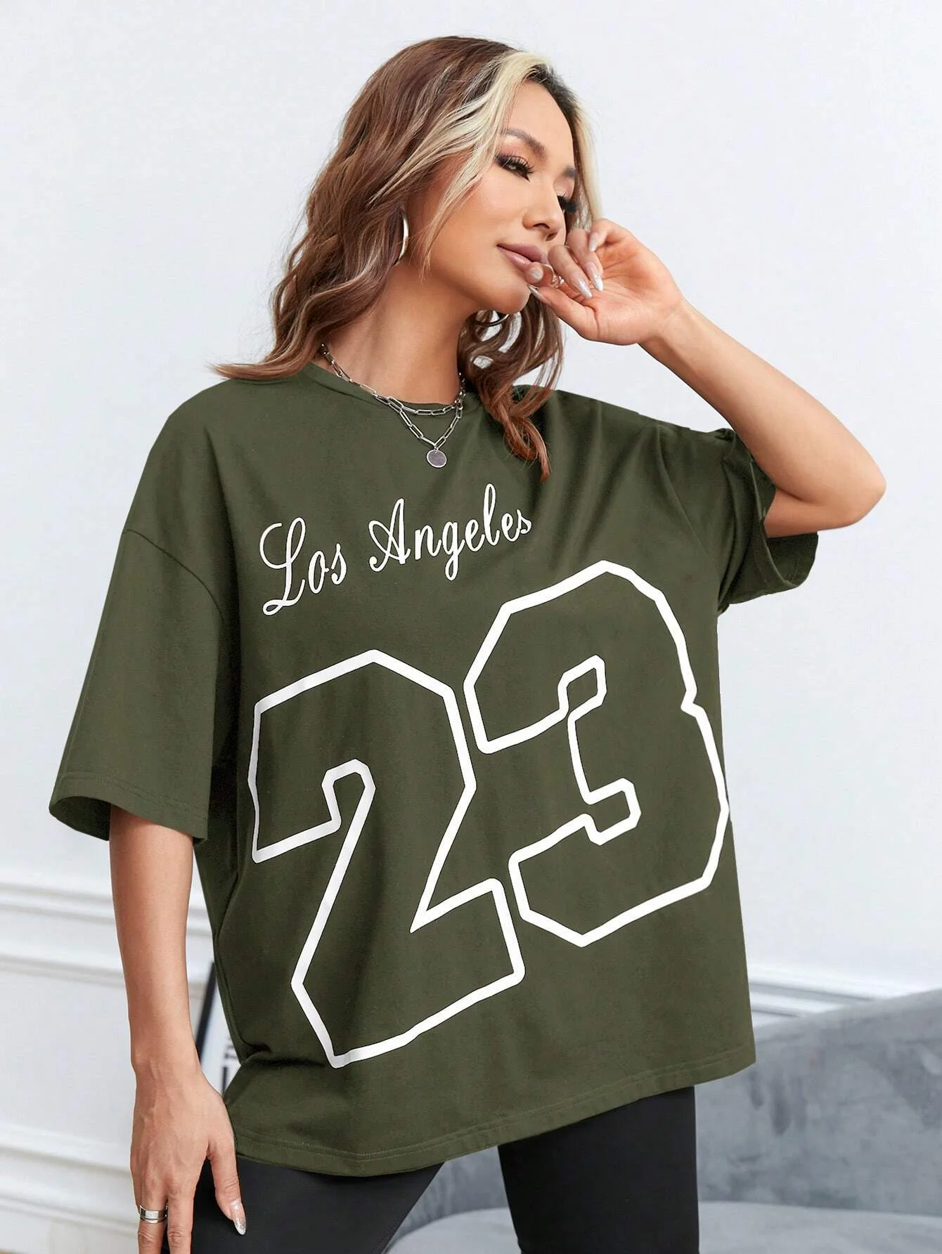 LA 23 Soft Cotton Tee - Relaxed Fit Casual Fashion T-shirt for Women