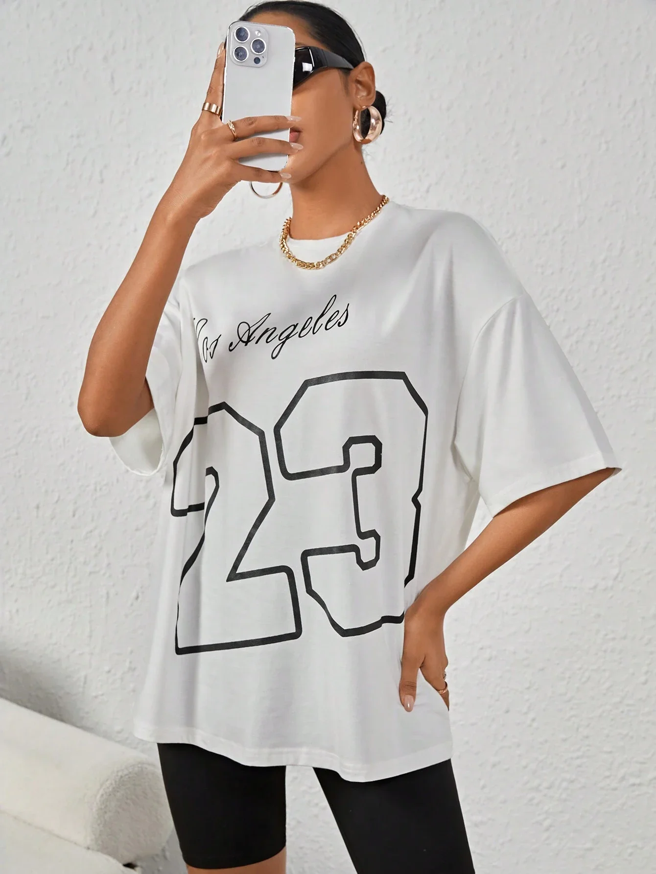 LA 23 Soft Cotton Tee - Relaxed Fit Casual Fashion T-shirt for Women