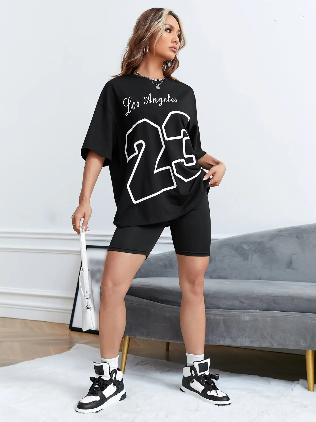 LA 23 Soft Cotton Tee - Relaxed Fit Casual Fashion T-shirt for Women