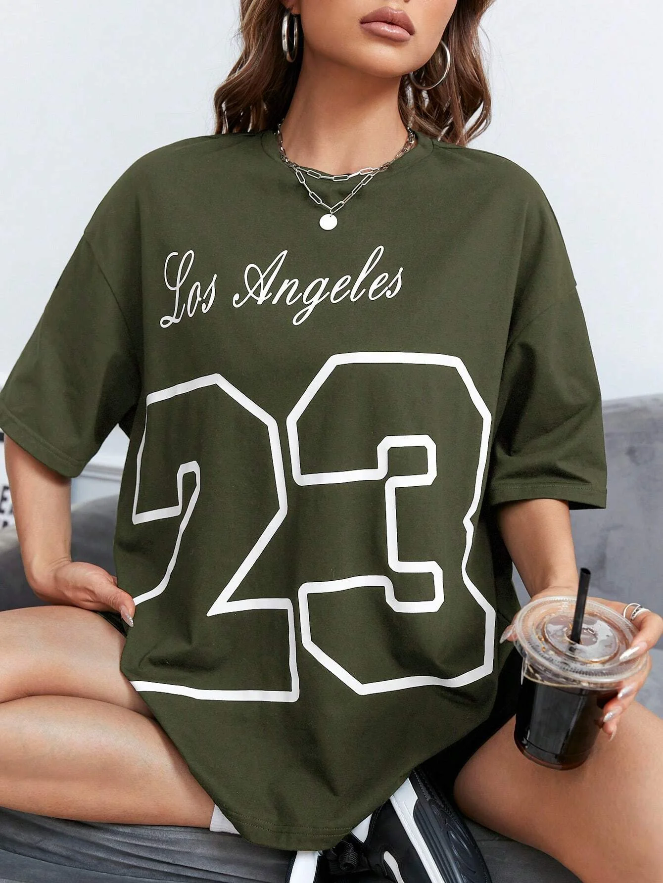 LA 23 Soft Cotton Tee - Relaxed Fit Casual Fashion T-shirt for Women