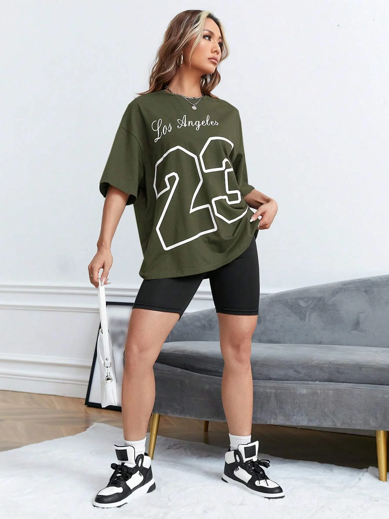 LA 23 Soft Cotton Tee - Relaxed Fit Casual Fashion T-shirt for Women