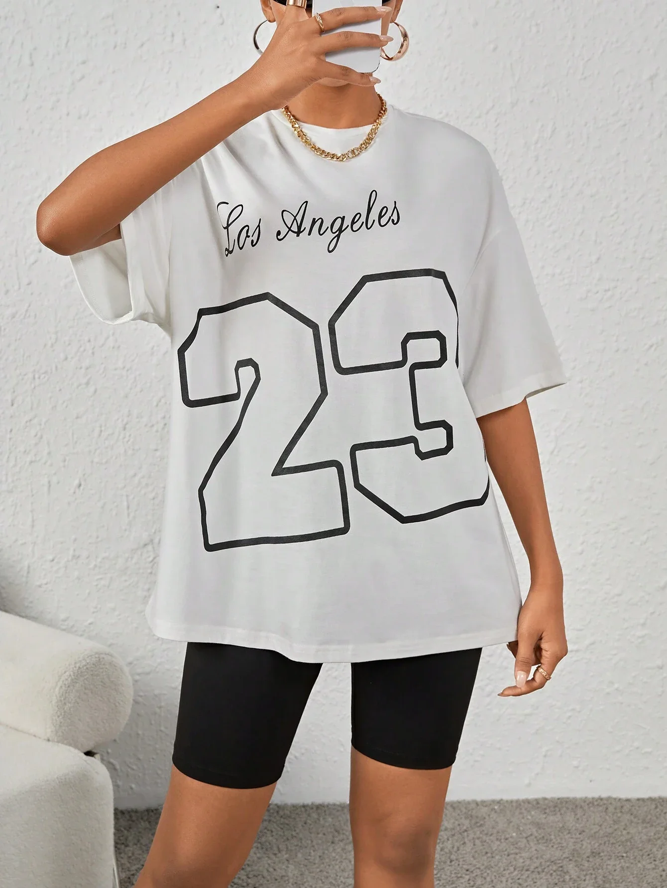 LA 23 Soft Cotton Tee - Relaxed Fit Casual Fashion T-shirt for Women
