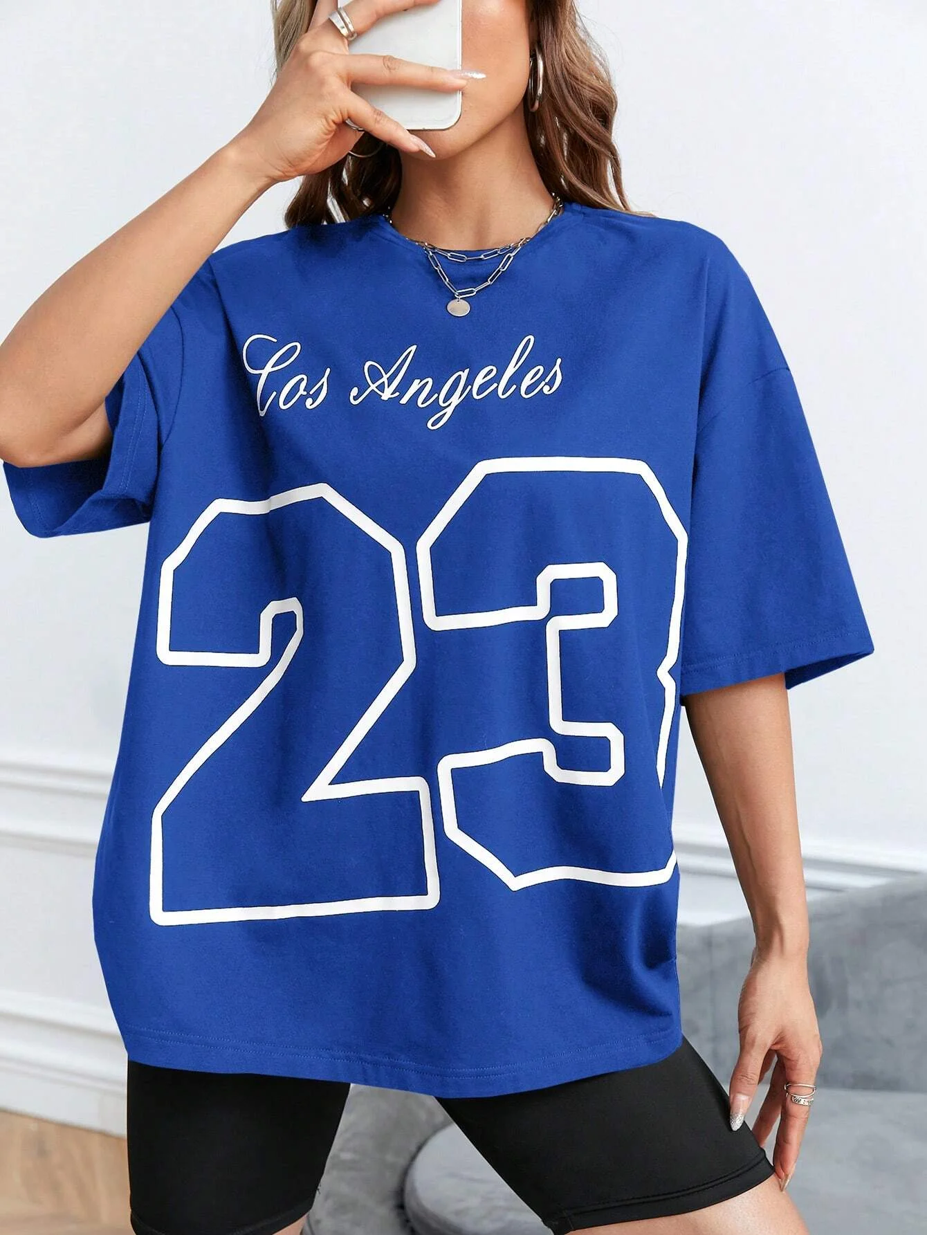 LA 23 Soft Cotton Tee - Relaxed Fit Casual Fashion T-shirt for Women