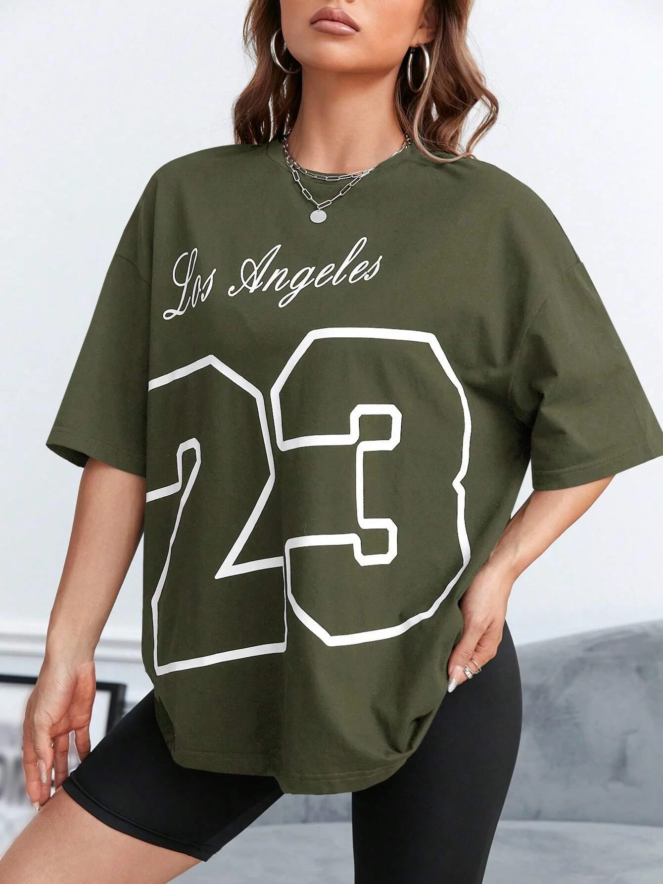 LA 23 Soft Cotton Tee - Relaxed Fit Casual Fashion T-shirt for Women