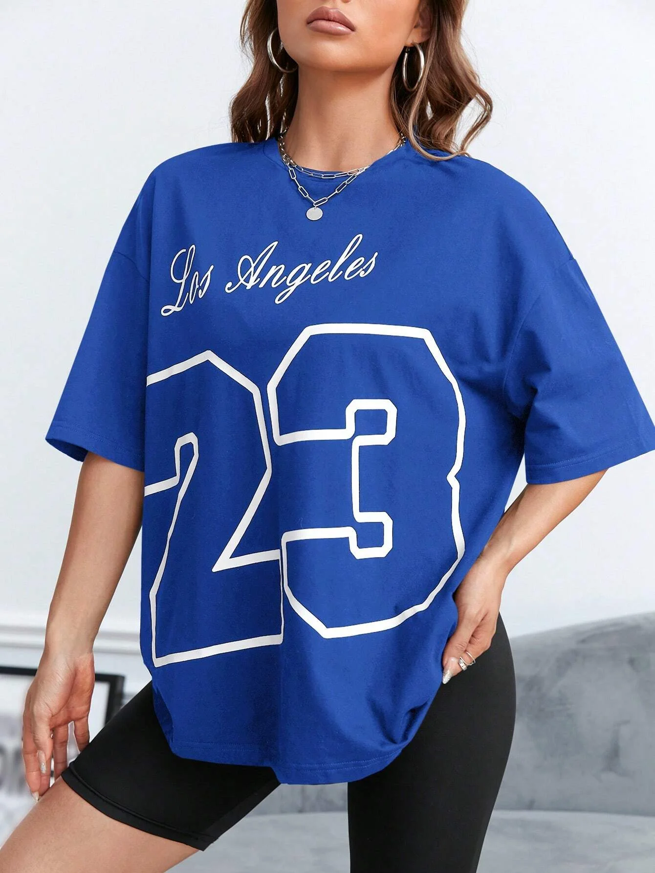 LA 23 Soft Cotton Tee - Relaxed Fit Casual Fashion T-shirt for Women