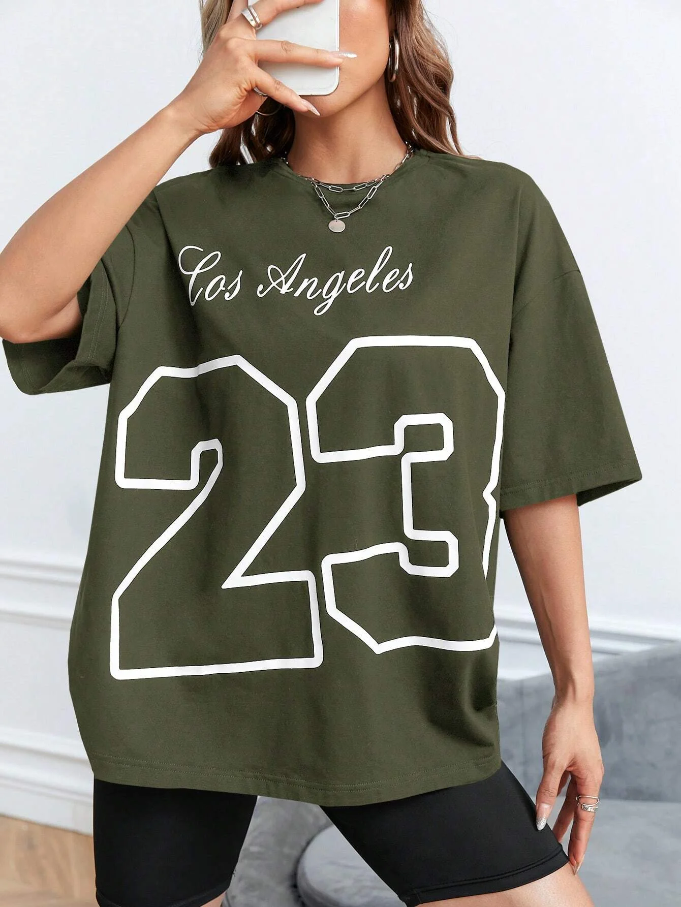 LA 23 Soft Cotton Tee - Relaxed Fit Casual Fashion T-shirt for Women
