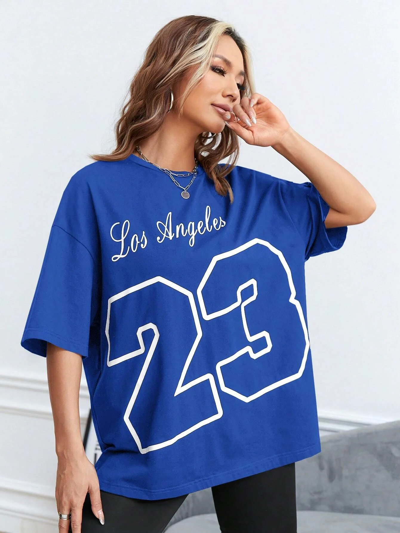 LA 23 Soft Cotton Tee - Relaxed Fit Casual Fashion T-shirt for Women