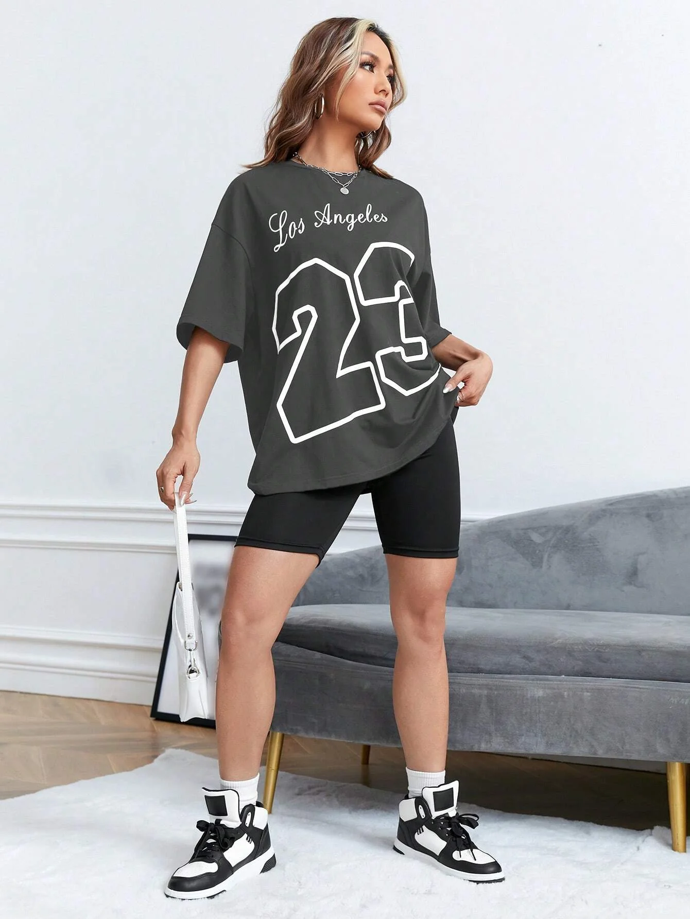LA 23 Soft Cotton Tee - Relaxed Fit Casual Fashion T-shirt for Women
