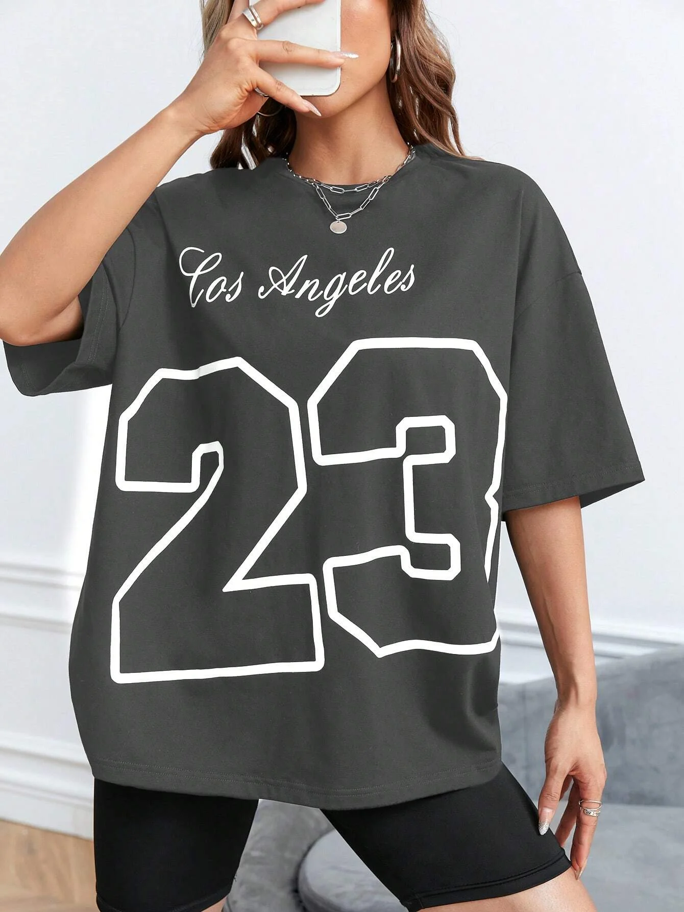 LA 23 Soft Cotton Tee - Relaxed Fit Casual Fashion T-shirt for Women