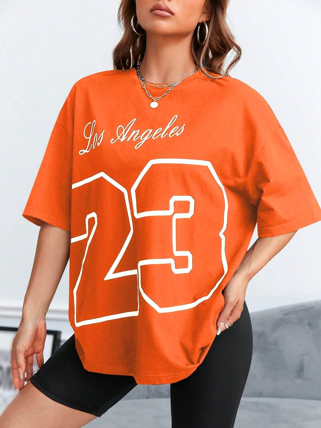 LA 23 Soft Cotton Tee - Relaxed Fit Casual Fashion T-shirt for Women