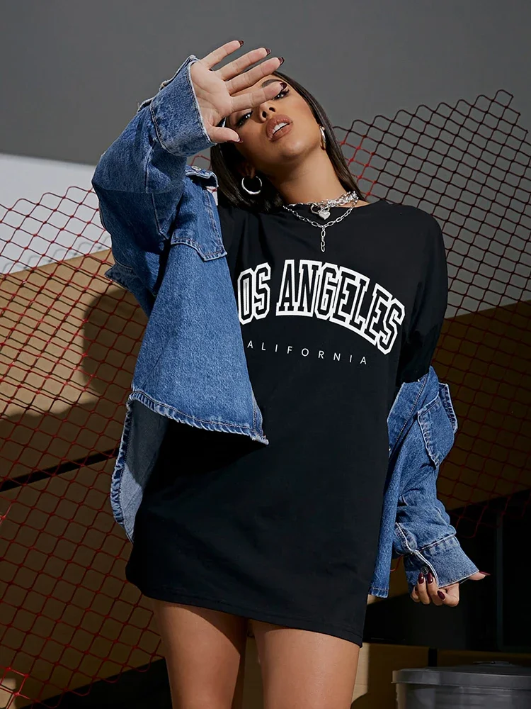 Los Angeles Graphic Tee - Women's Loose Fit, O-Neck, Y2K Vibes Female T-Shirt