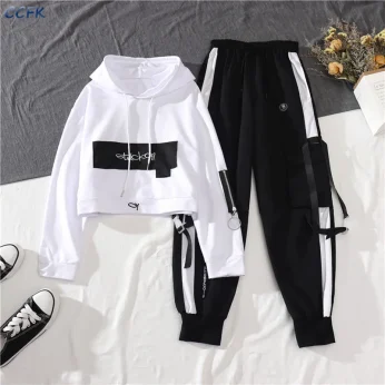 2025 Women's 2-Piece Cargo Set - High Waist Joggers & Long Sleeve Top