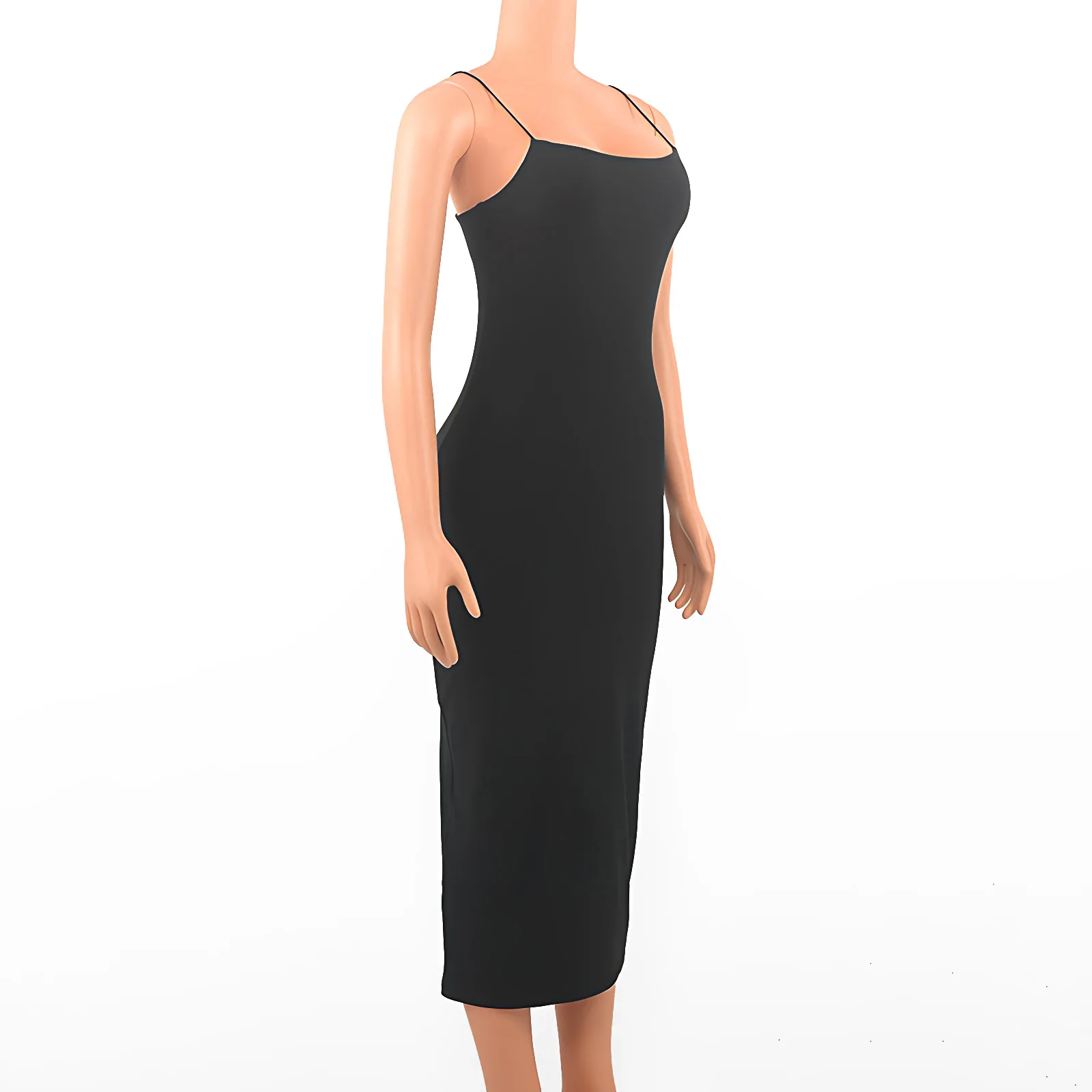 2025 Summer Black Sexy Dress Women Streetwear Sleeveless Backless Solid Spaghetti Strap Casual Clubwear Dress
