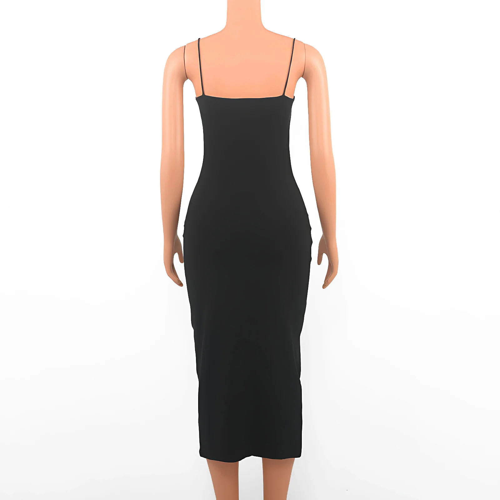 2025 Summer Black Sexy Dress Women Streetwear Sleeveless Backless Solid Spaghetti Strap Casual Clubwear Dress