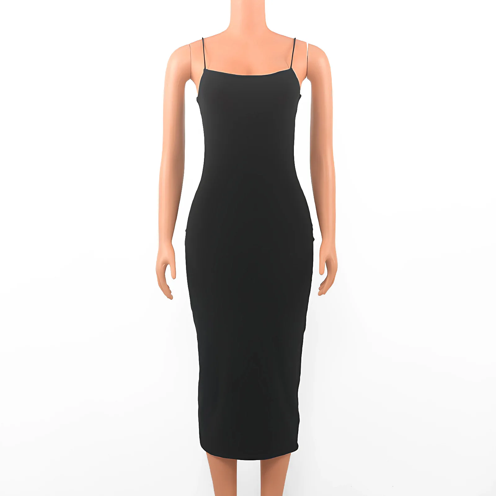 2025 Summer Black Sexy Dress Women Streetwear Sleeveless Backless Solid Spaghetti Strap Casual Clubwear Dress
