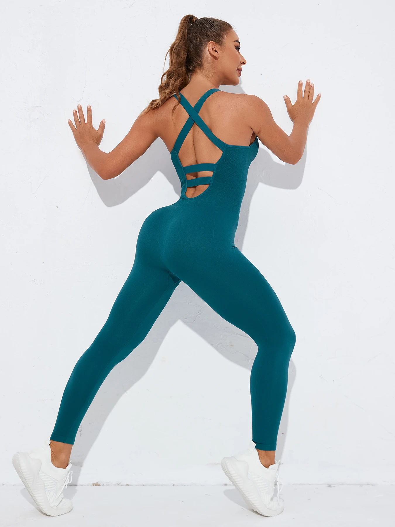 Women's Seamless Shapewear Bodysuit With Tummy Control, CrissCross Straps Backless Body Shaper, Women's Underwear & Shapewear