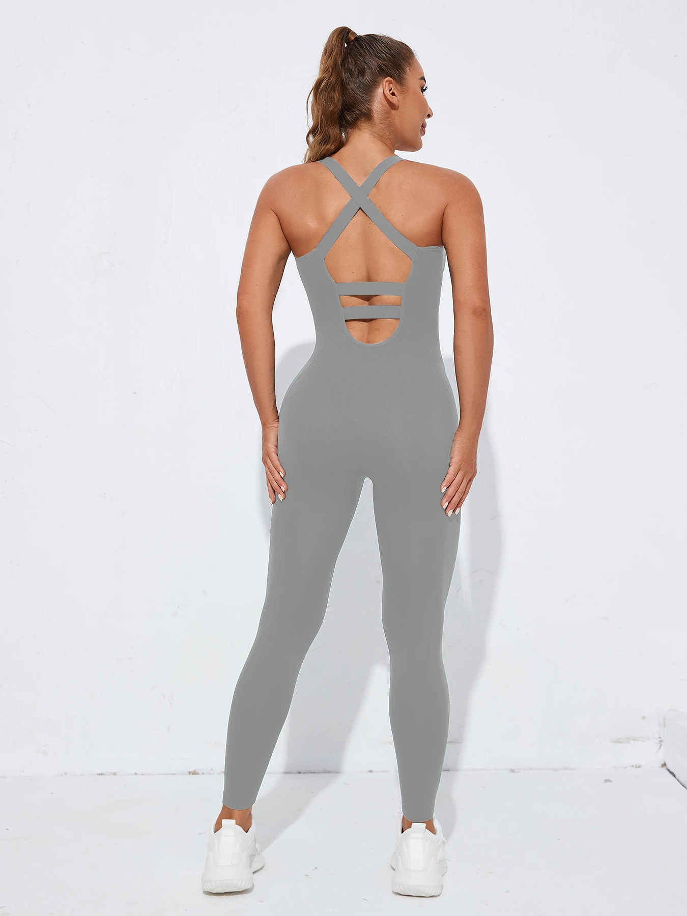 Women's Seamless Shapewear Bodysuit With Tummy Control, CrissCross Straps Backless Body Shaper, Women's Underwear & Shapewear