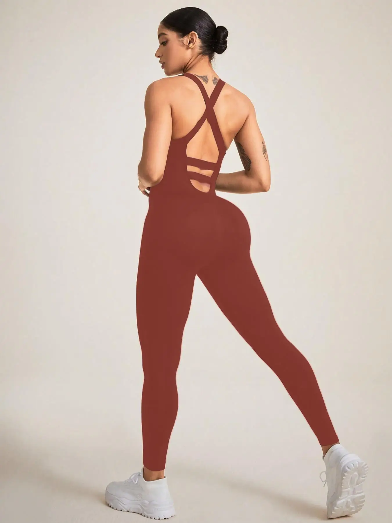 Women's Seamless Shapewear Bodysuit With Tummy Control, CrissCross Straps Backless Body Shaper, Women's Underwear & Shapewear