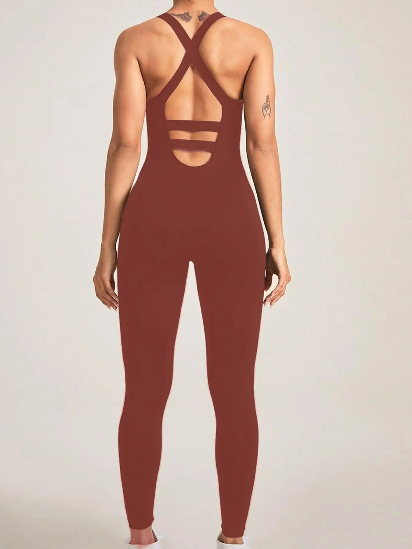 Women's Seamless Shapewear Bodysuit With Tummy Control, CrissCross Straps Backless Body Shaper, Women's Underwear & Shapewear