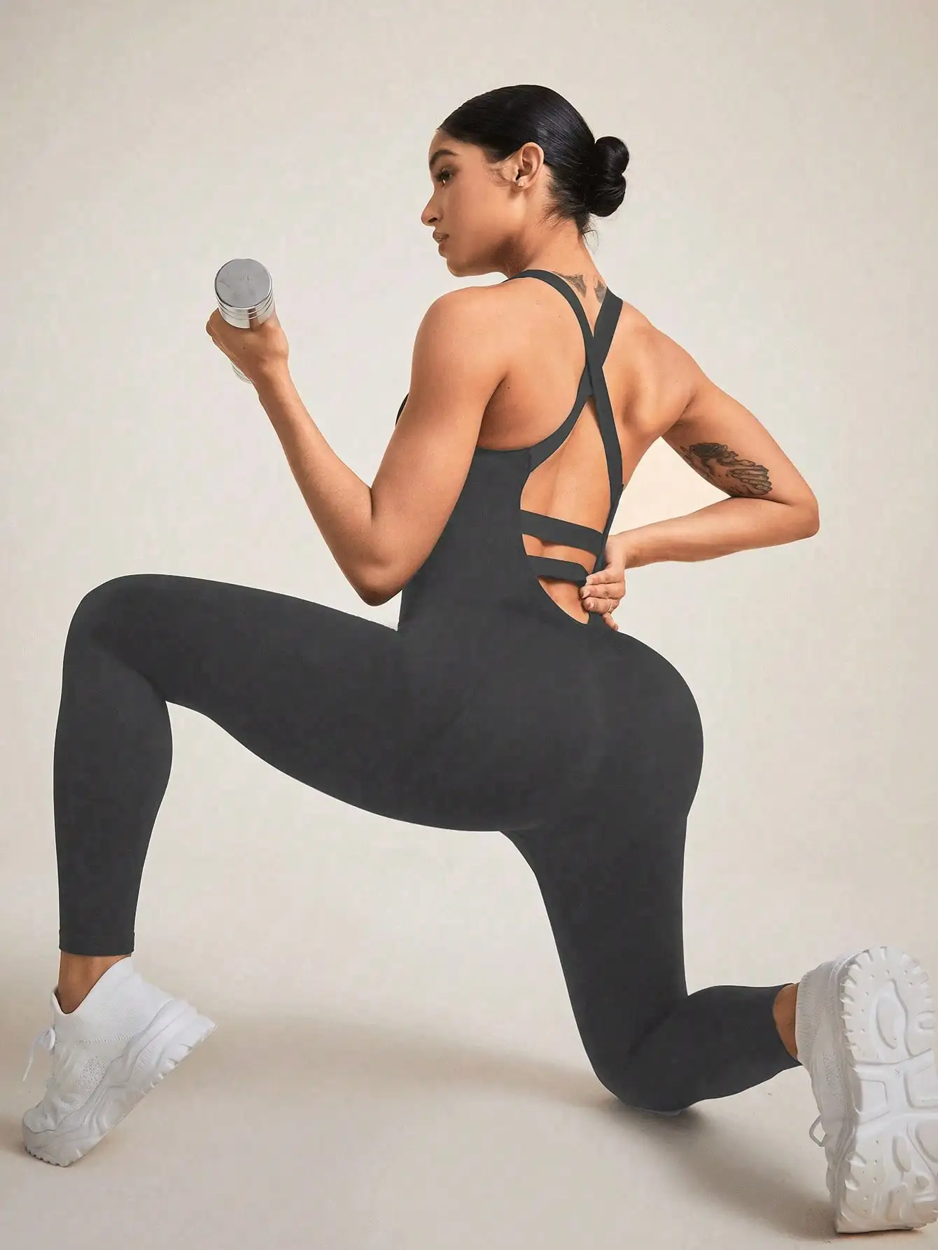 Women's Seamless Shapewear Bodysuit With Tummy Control, CrissCross Straps Backless Body Shaper, Women's Underwear & Shapewear