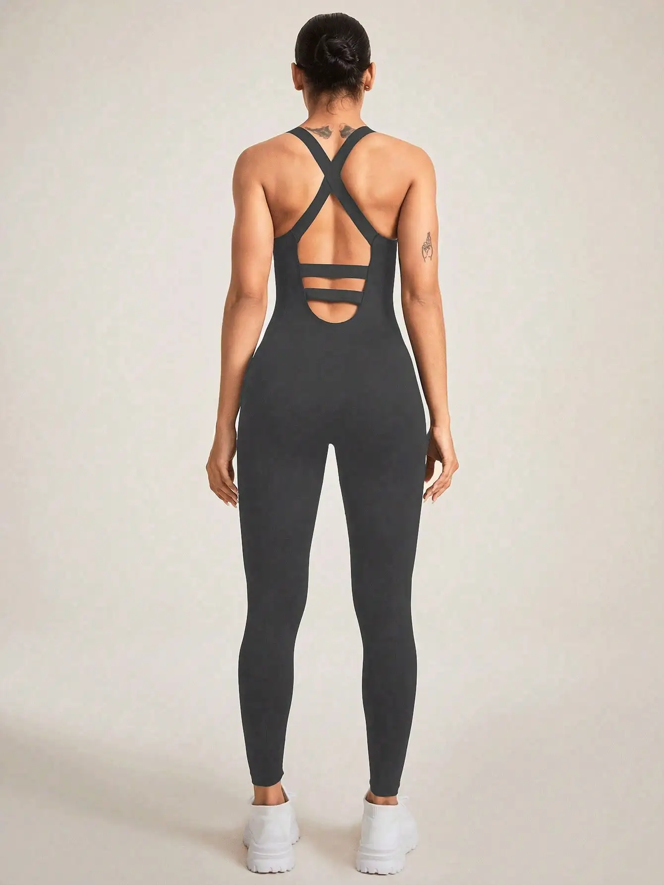 Women's Seamless Shapewear Bodysuit With Tummy Control, CrissCross Straps Backless Body Shaper, Women's Underwear & Shapewear