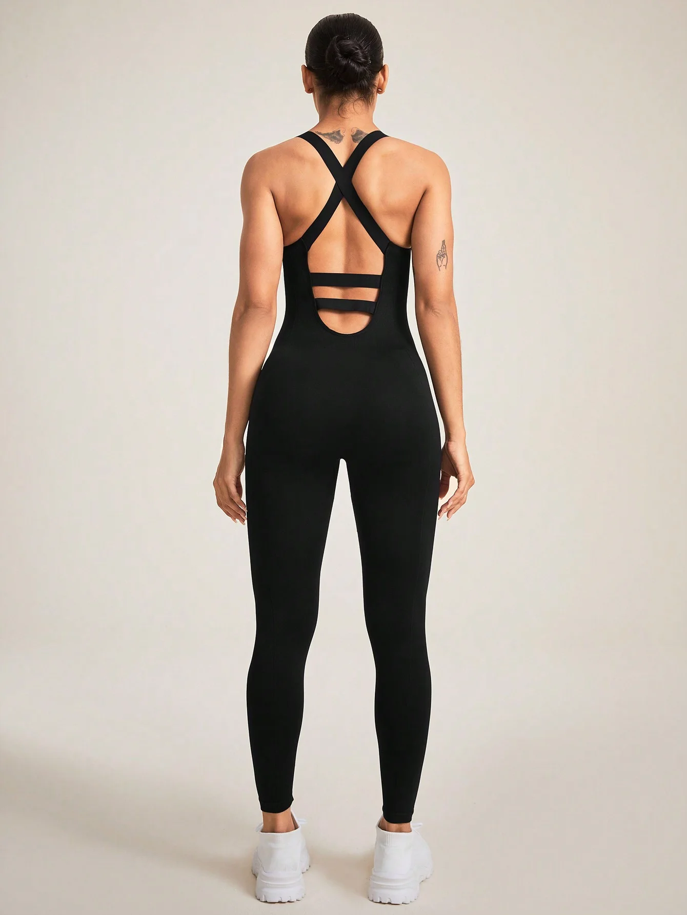 Women's Seamless Shapewear Bodysuit With Tummy Control, CrissCross Straps Backless Body Shaper, Women's Underwear & Shapewear