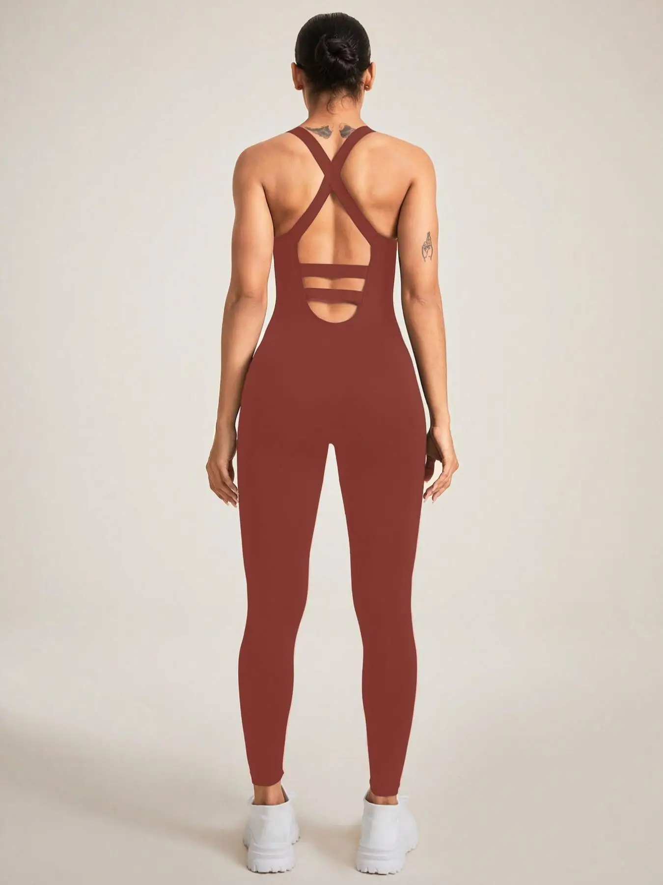 Women's Seamless Shapewear Bodysuit With Tummy Control, CrissCross Straps Backless Body Shaper, Women's Underwear & Shapewear