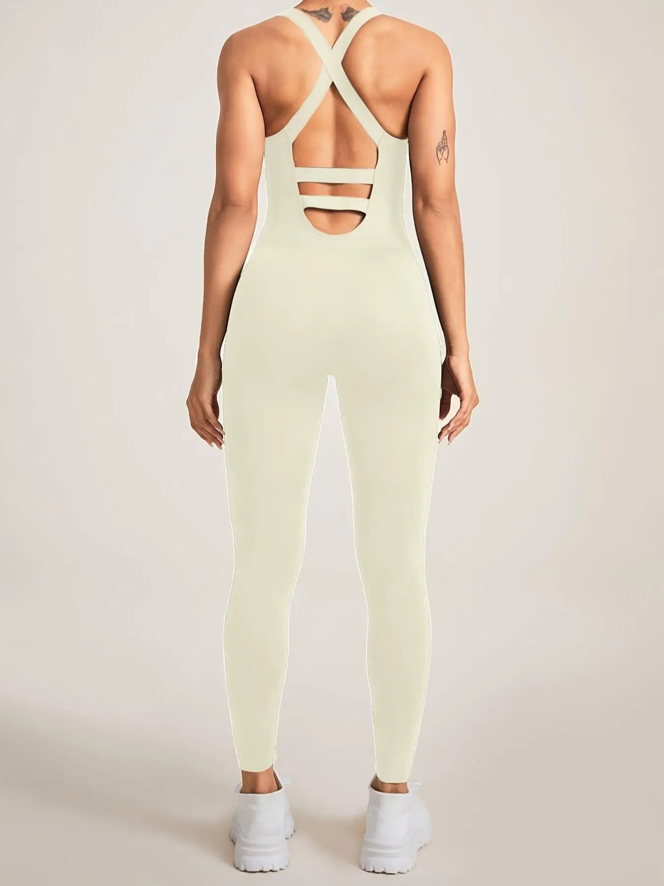 Women's Seamless Shapewear Bodysuit With Tummy Control, CrissCross Straps Backless Body Shaper, Women's Underwear & Shapewear
