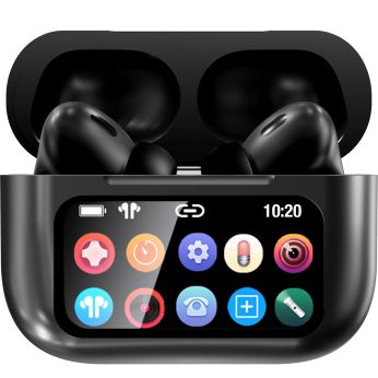 A9 Pro Earbuds Bluetooth 5.4 Ear Buds with Smart Touchscreen Case, ENC Noise Cancelling Headphones with 48H Playtime, Bass Stereo Sound, Compatible with iPhone Air/17/16/15/14/Android, Pad