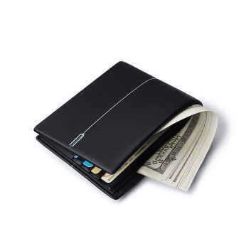 Classic Black Cowhide Business Wallet for Men - Timeless Fashion with Sleek Design & Ample Storage